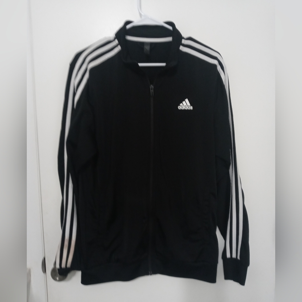 Adidas Essentials Tricot Full Zip Black White 3 Stripes Track Jacket Men's M - Picture 4 of 9